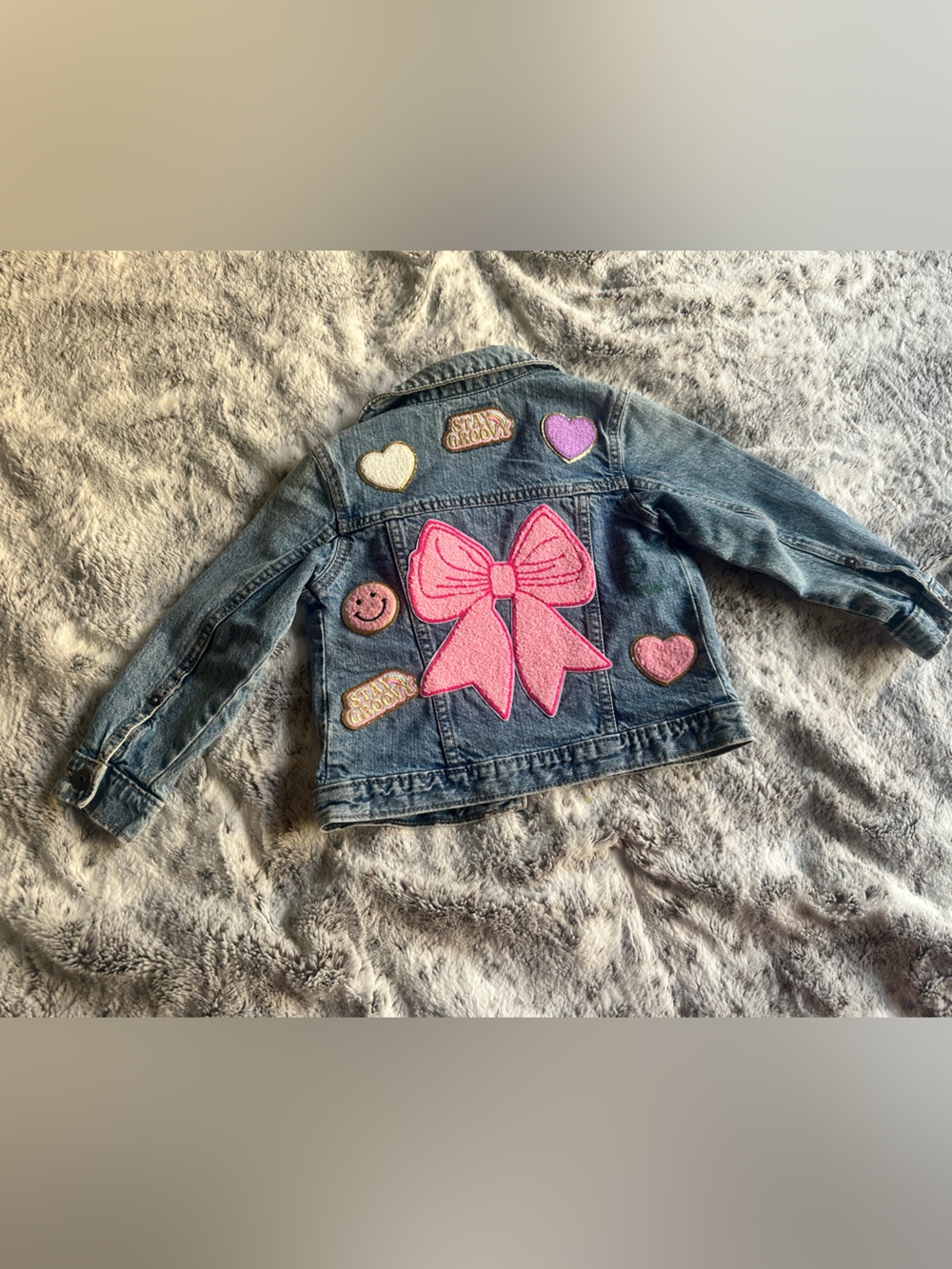 Osh kosh Denim girls Jacket 3t with Pink Bow & Heart Patches
